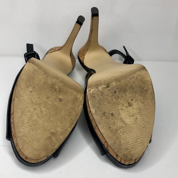 Elle Estella Black Slingback Cork Heels Black Size 7.5 - Picture 4 of 9